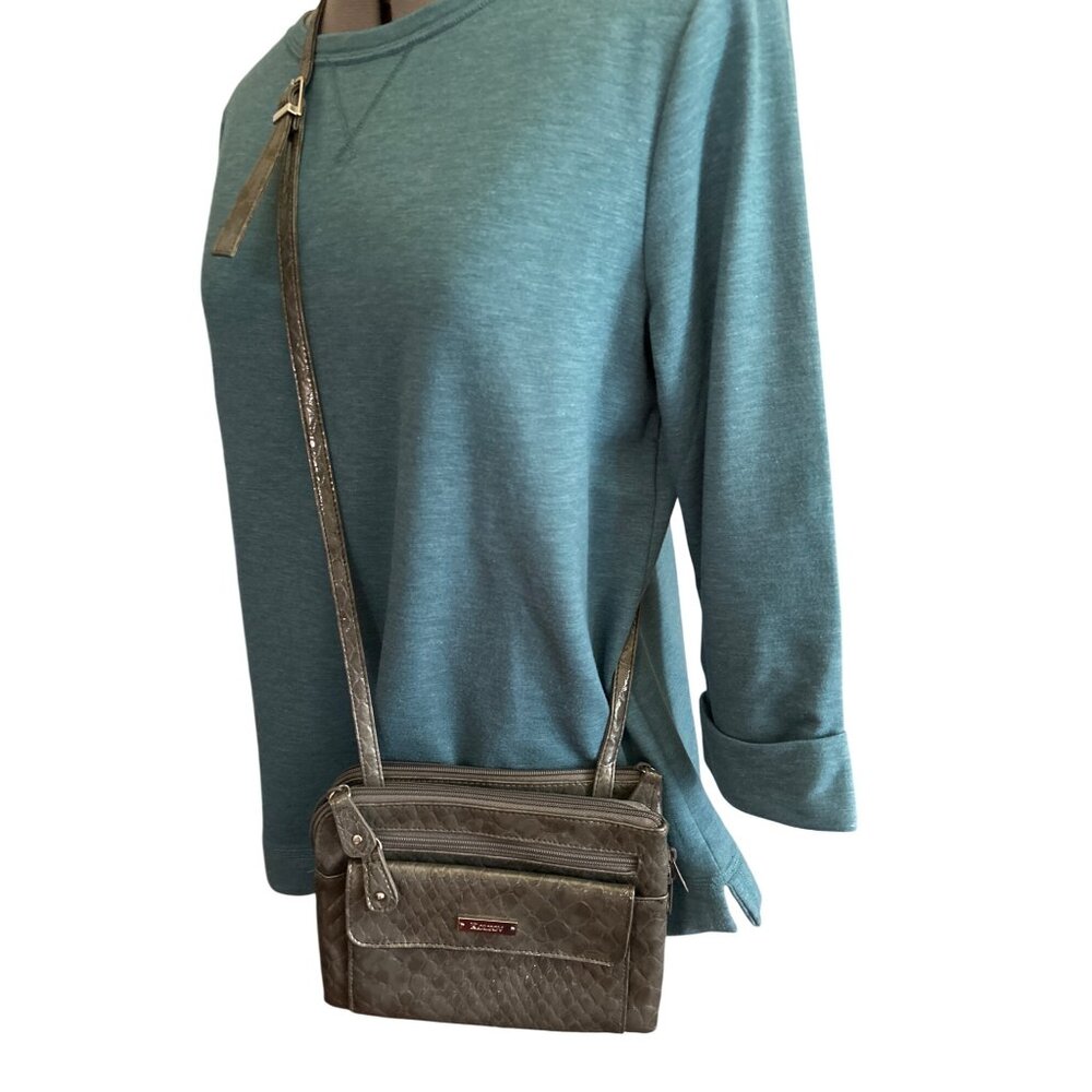 Koltov Womens Zip Top Snake Print Crossbody Bag With Adjustable Strap
